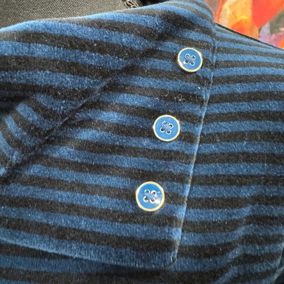 LOOK! Price Drop! T by Talbots NWT blue/bl striped velour top-cowl neck size X - Picture 2 of 15